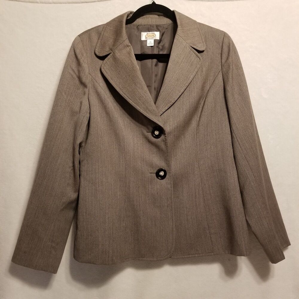 Talbots 10 Blazer Jacket Wool Light Brown Fitted Career Office Business Classic